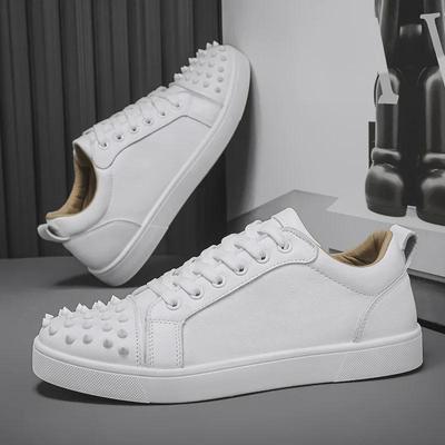 Herren Weiße Mikrofaserleder Nieten Low-Top Sneaker - Stilvolle Herbst Freizeit Schuhe