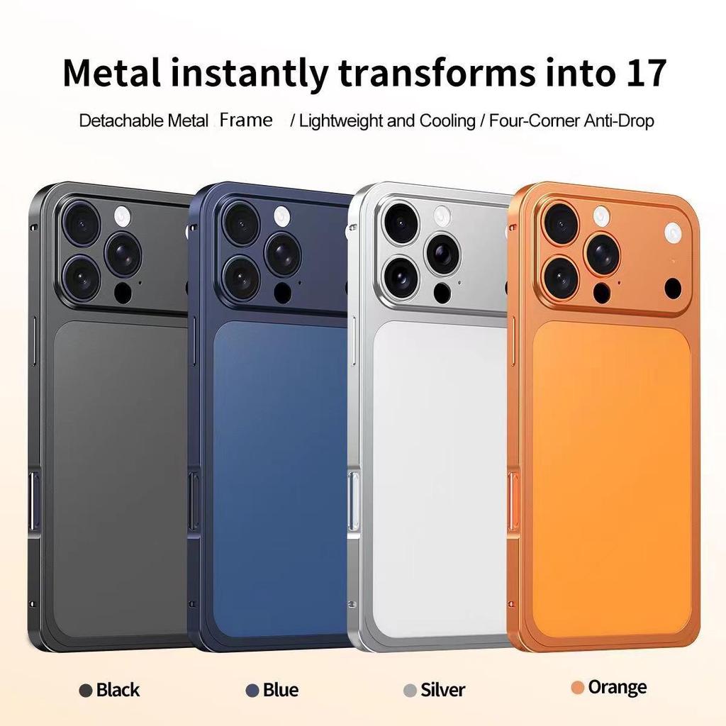Instantly Transformable Metal Backplate Phone Case for Apple 17 Pro Max 16/15 with Aluminum Alloy Frame, Drop-Proof Protection.