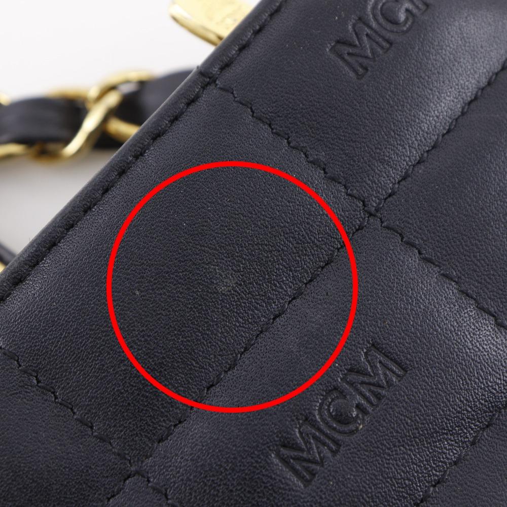 MCM Mini ChainShoulder Shoulder Bag Black Leather Women Used