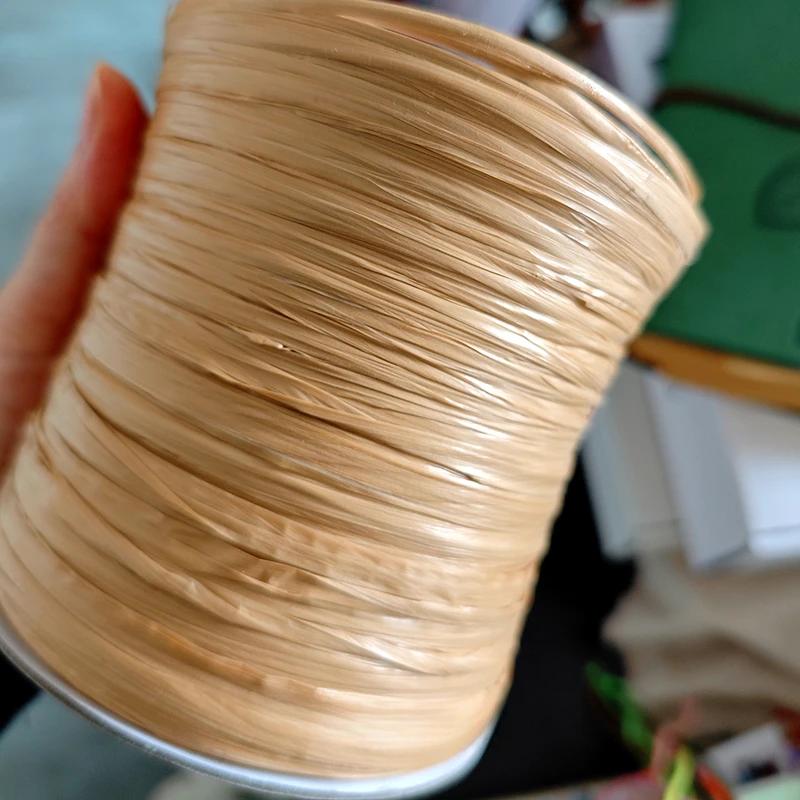 600M Raffia Strohgarn Häkelgarn für DIY Stricken Sommerstrohhut Handtaschen Kissen Handgeflochtenes Strohgarn