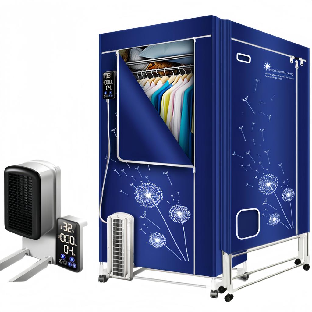 Electric clothes dryer, V3T, 1600 watts, with negative ion purification, three layers, foldable storage, household clothes and shoes drying wardrobe
