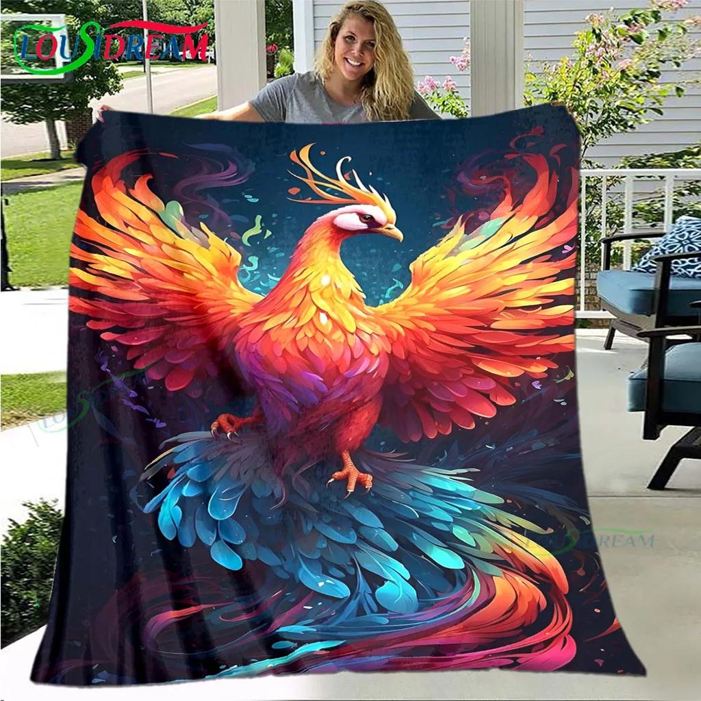 3D Popular Mythical Beast Phoenix Blanket,Flannel Throw Blanket for Home Bedroom Bed Sofa Picnic Office Hiking Leisure Nap Gift