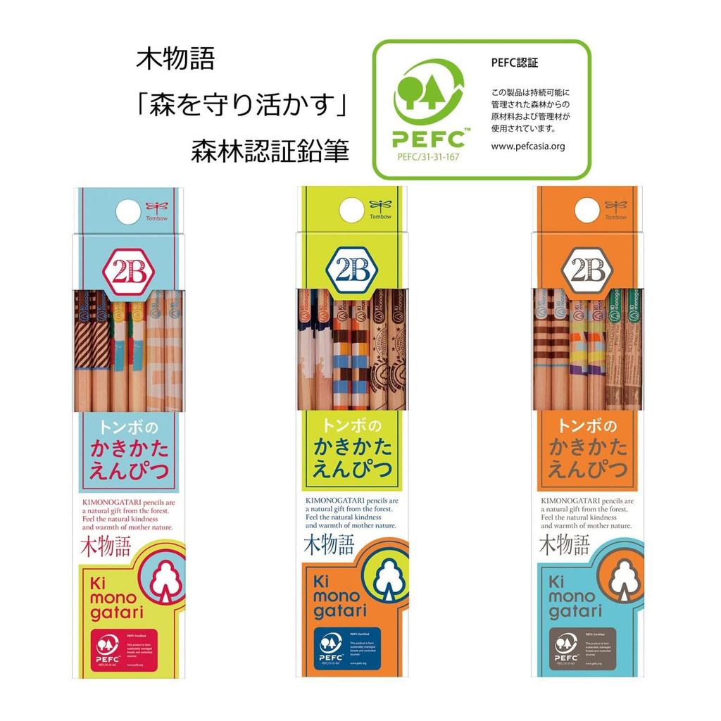 Tombow 2B Beginner Pencils (12-Pack) - Wood Story Light Blue Design, 3 Styles, Ideal for Students