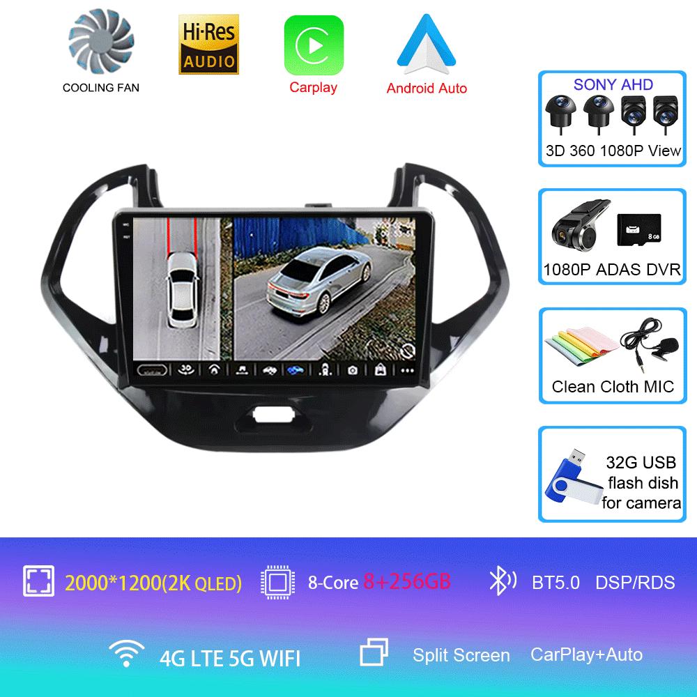 Android 14 For Ford FIGO 2015 2016 2017 2018 Car Radio Multimedia Video Player Navigation GPS 5G WIFI Carplay Auto 360 Camera