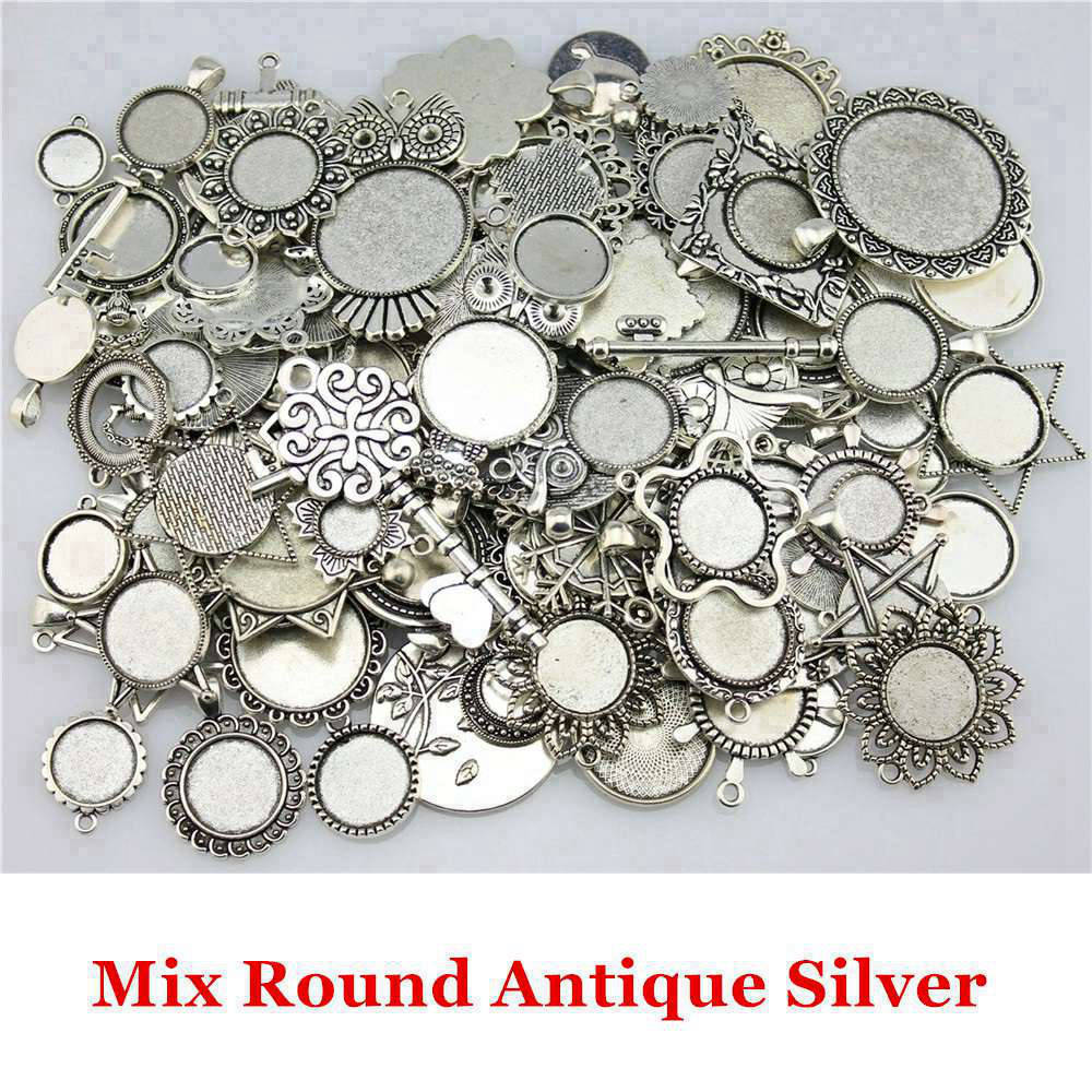 

Mixe Randomly Size Bezel Settings Bulk For Jewelry Making Handmade Craft Blanks A03-40gram-Mix
