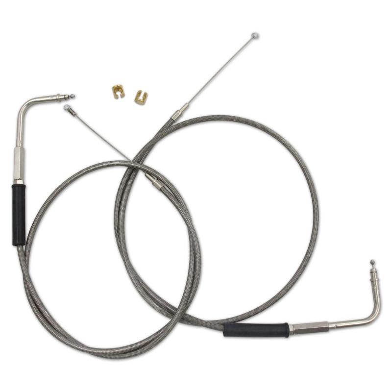 Motorcycle 42'' Throttle and Idle Cable Set for Davidson FXST FLST FLT XL 1996-UP 56579-02A Stainless Steel Idle Cable