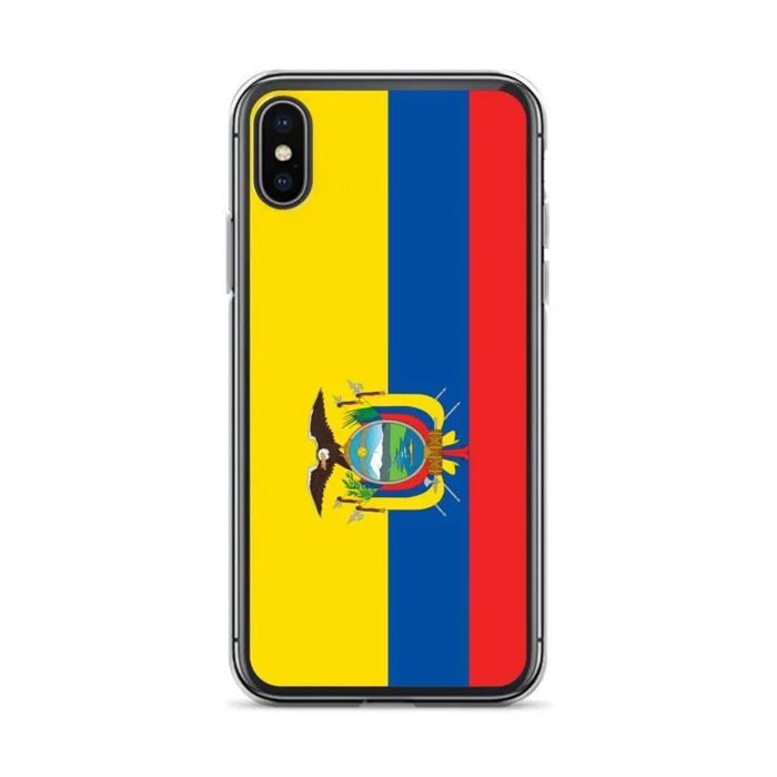 Coque iPhone - PIXELFORMA - iPhone XS - Drapeau de l'Équateur - Protection complète - Silicone souple