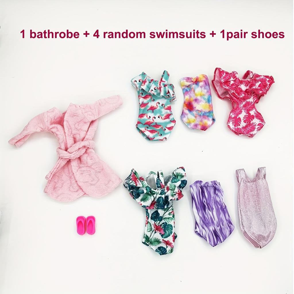 Ensemble de 6 pièces de vêtements pour poupée fille de 11,5 pouces, Maillots de bain, Peignoirs, Pantoufles, Accessoires de poupée à la mode, Jouets d'habillage mignons