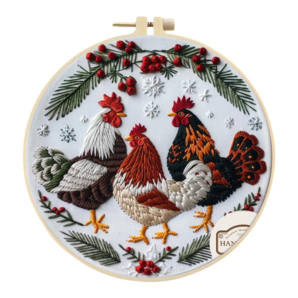 Winter Cotton Stamped Embroidery Cross Stitch DIY Starter Needlepoint Kit25x25cm