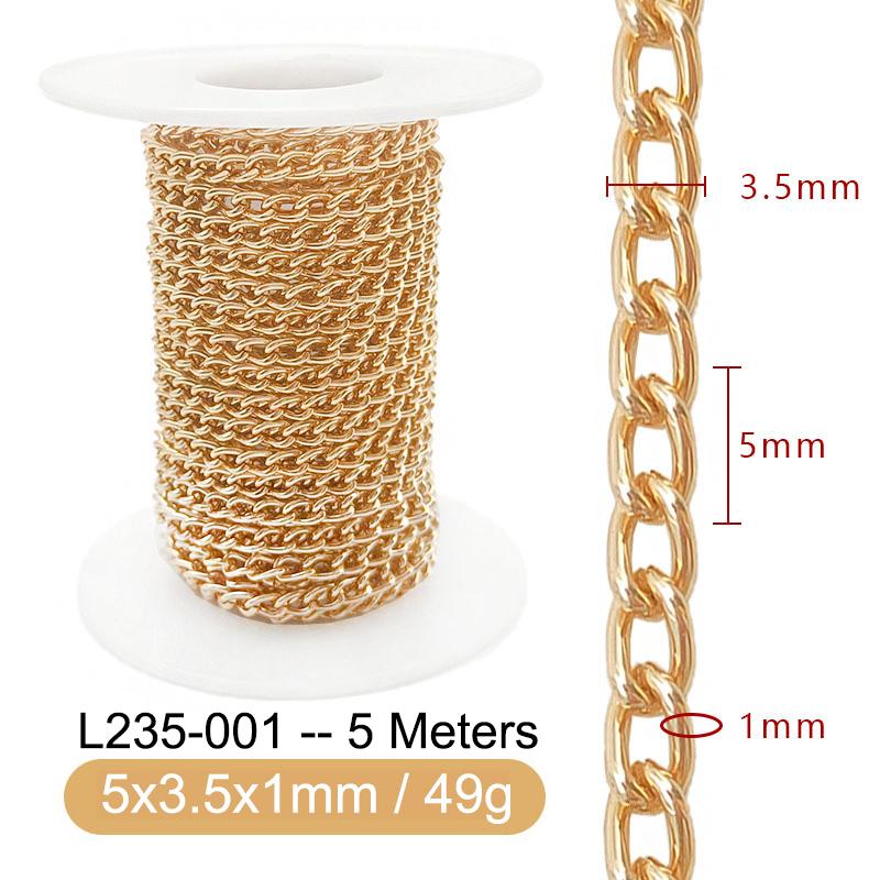5M Metal Aluminum O-Shaped Chains Twist Chain for DIY Necklace Bracelet Jewelry Making Clothing Bag Component Accessory Supplies
