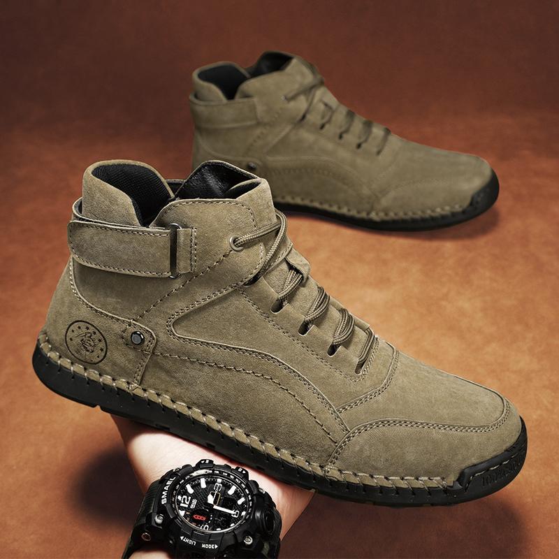 Mid-top Shoe Casual Sneaker Casual Shoe Ankle Boots Loafers Round Toe Leather  Fashion Sports and Leisure Non-slip Work Boots