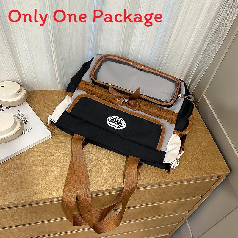 

Cute Large Capacity Backpack For School Girls With Nylon Material Black B