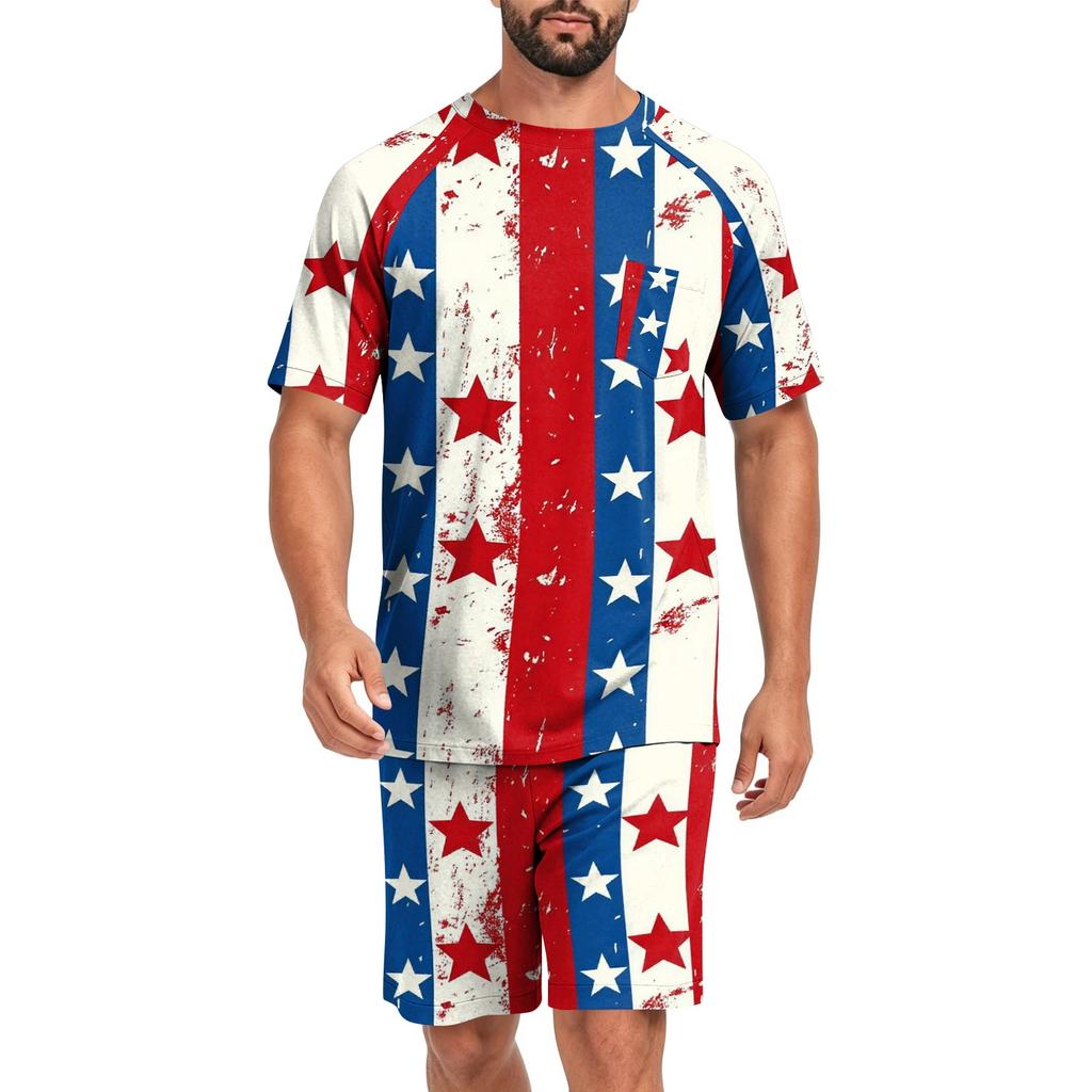 Conjunto de Pijama de Manga Corta para Hombre Suave Transpirable Ligero Camisa de Estar y Pantalones Cortos Conjunto de Ropa de Dormir para Verano Ropa de Casa