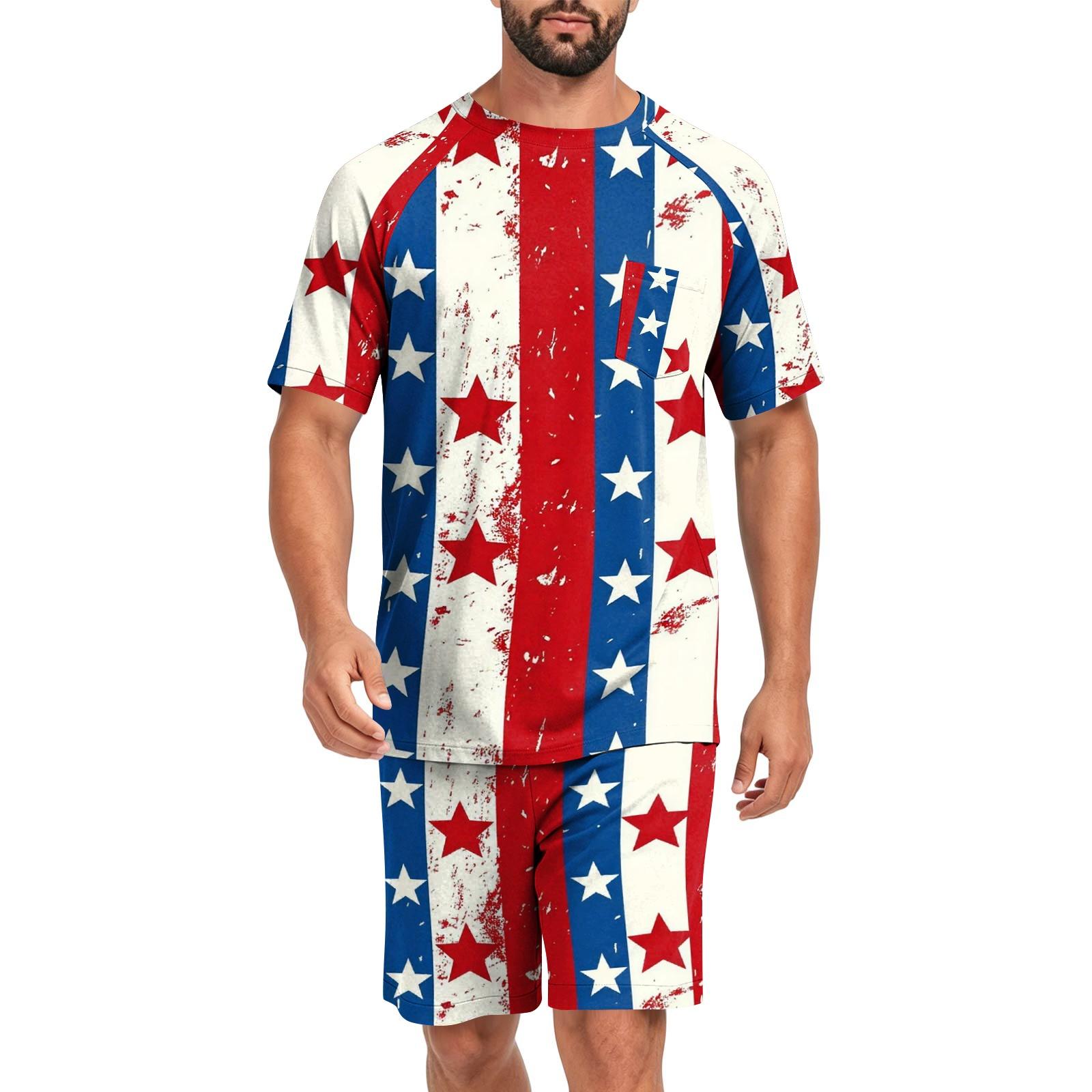 

Men s Short Sleeve Pajama Set Soft Breathable Lightweight Lounge Shirt and Shorts Sleepwear Set for Summer Homewear XL красный