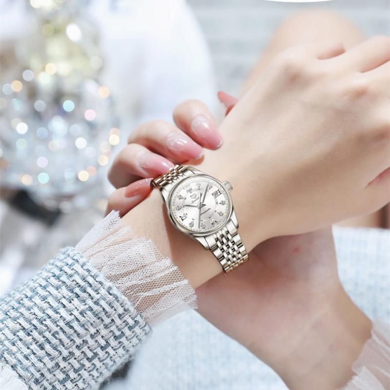 JINSHIDUN New Business and Leisure Ladies Watch Single Calendar Fully Automatic Mechanical Surface Luminous Waterproof High -end Watch