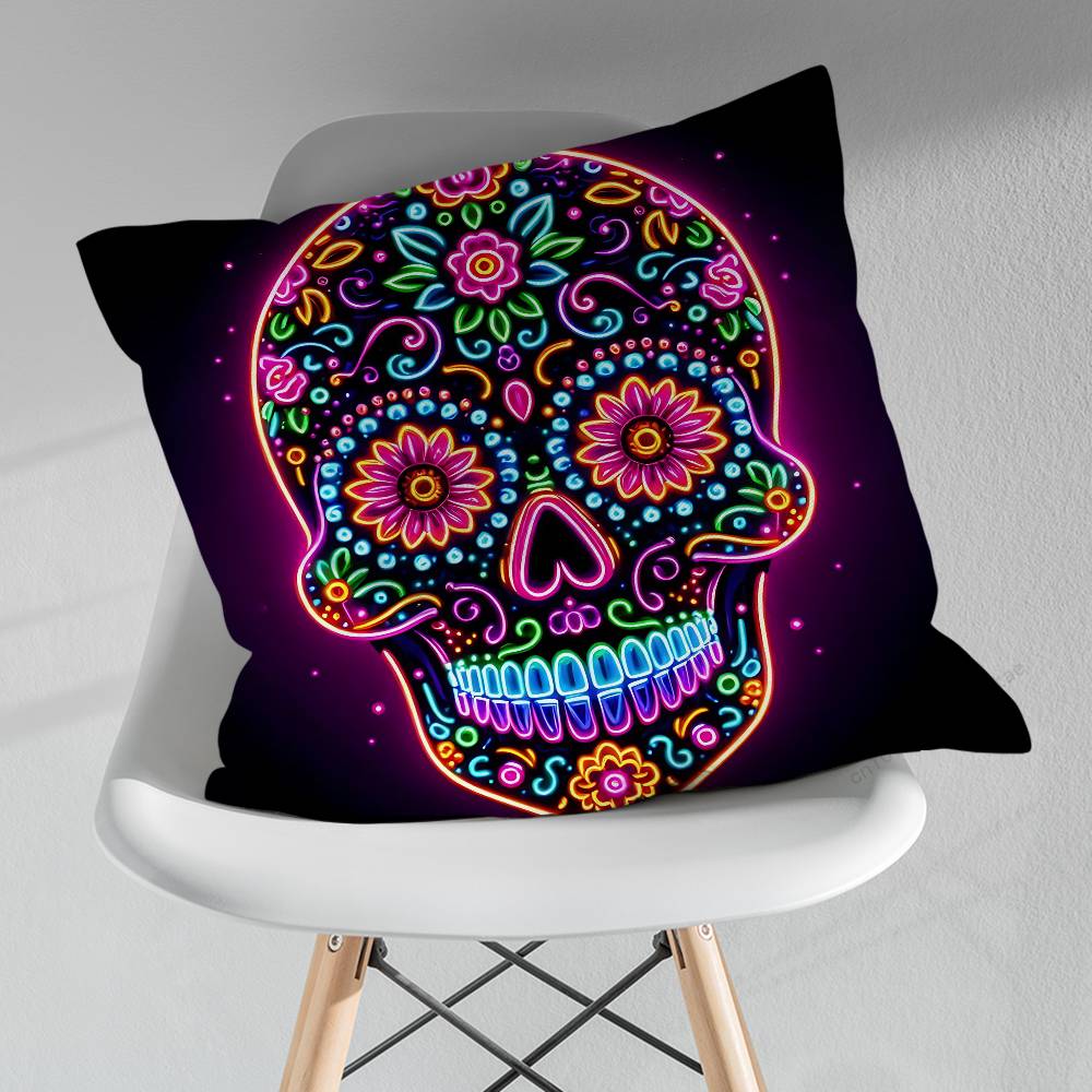 Day of the Dead Sugar Skulls Throw Pillow Case Living Room Sofa Cushion Cover For Home Bedroom Decoration Protector