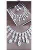 2022 Bridal Rhinestone Necklace & Earrings Set - Korean Wedding Hair & Dress Accessories