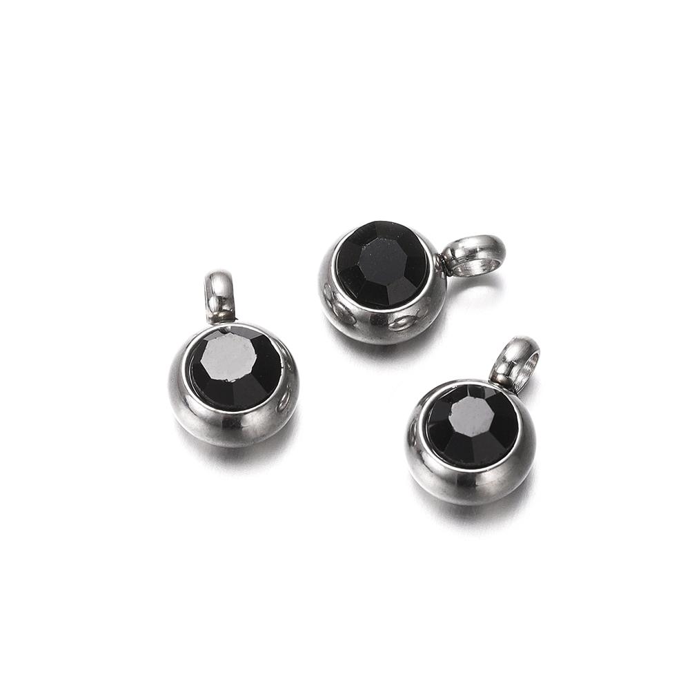 

10Pcs 6mm Stainless Steel Birthstone Necklace Pendant Jewelry Making Rhinestone Charms For Women Earrings DIY Accessories Gift 10pcs