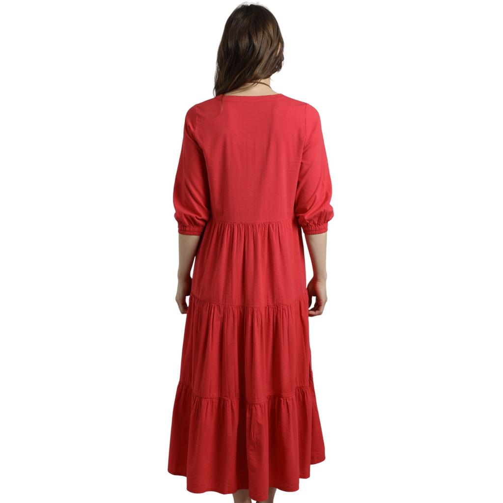 Weird Fish Womens/Ladies Margo Seersucker Tiered Midi Dress