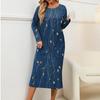 Women's Fashionable Casual Long-Sleeved Round Neck Floral Print Zipper Dress