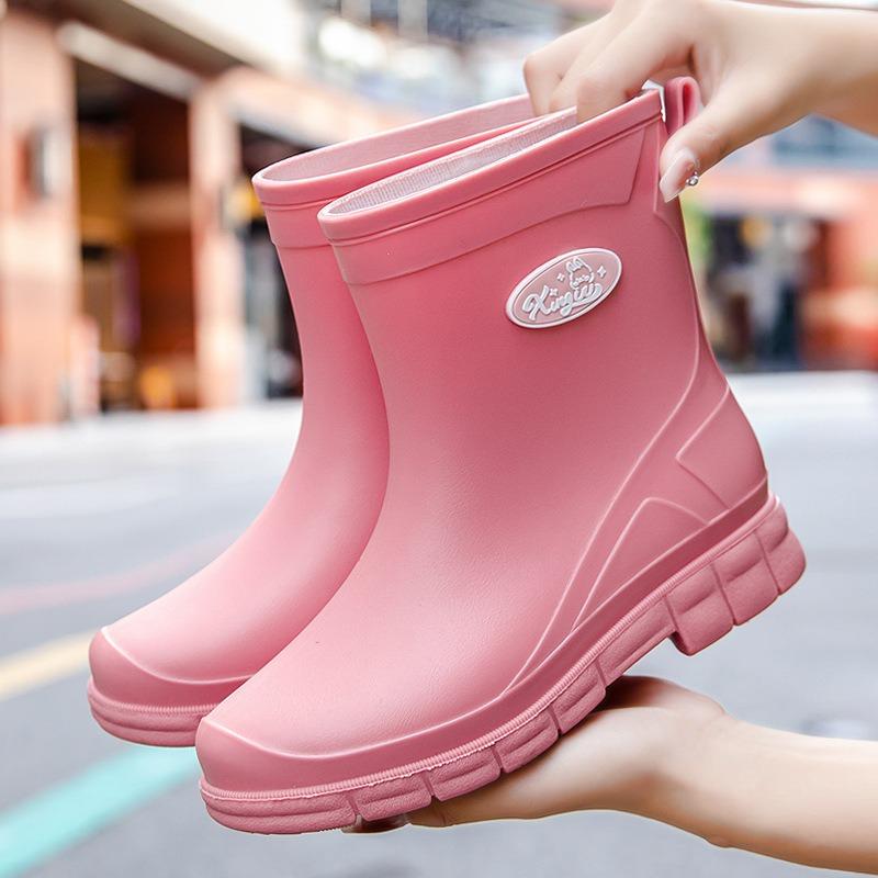 

[One piece] Non-slip water shoes women s short rain shoes student fashion rain boots thermal rubber shoes low tube water shoes 36 кавун червоний колір