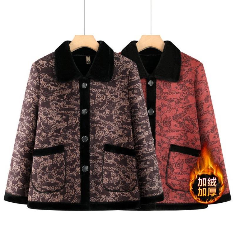 Fleece winter cotton-padded jacket thickened new thermal cotton-padded jacket lapel large size cotton-padded jacket women
