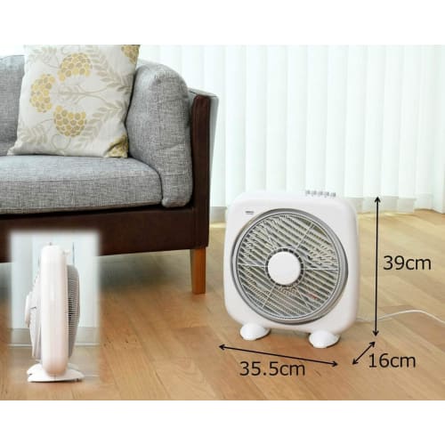 Yamazen Fan, 25cm, Floor Standing, Box Type, Push Button Switch, 3 Levels of Air Volume Adjustment, Rotating Wind Louver, White YBS-B2510(W)