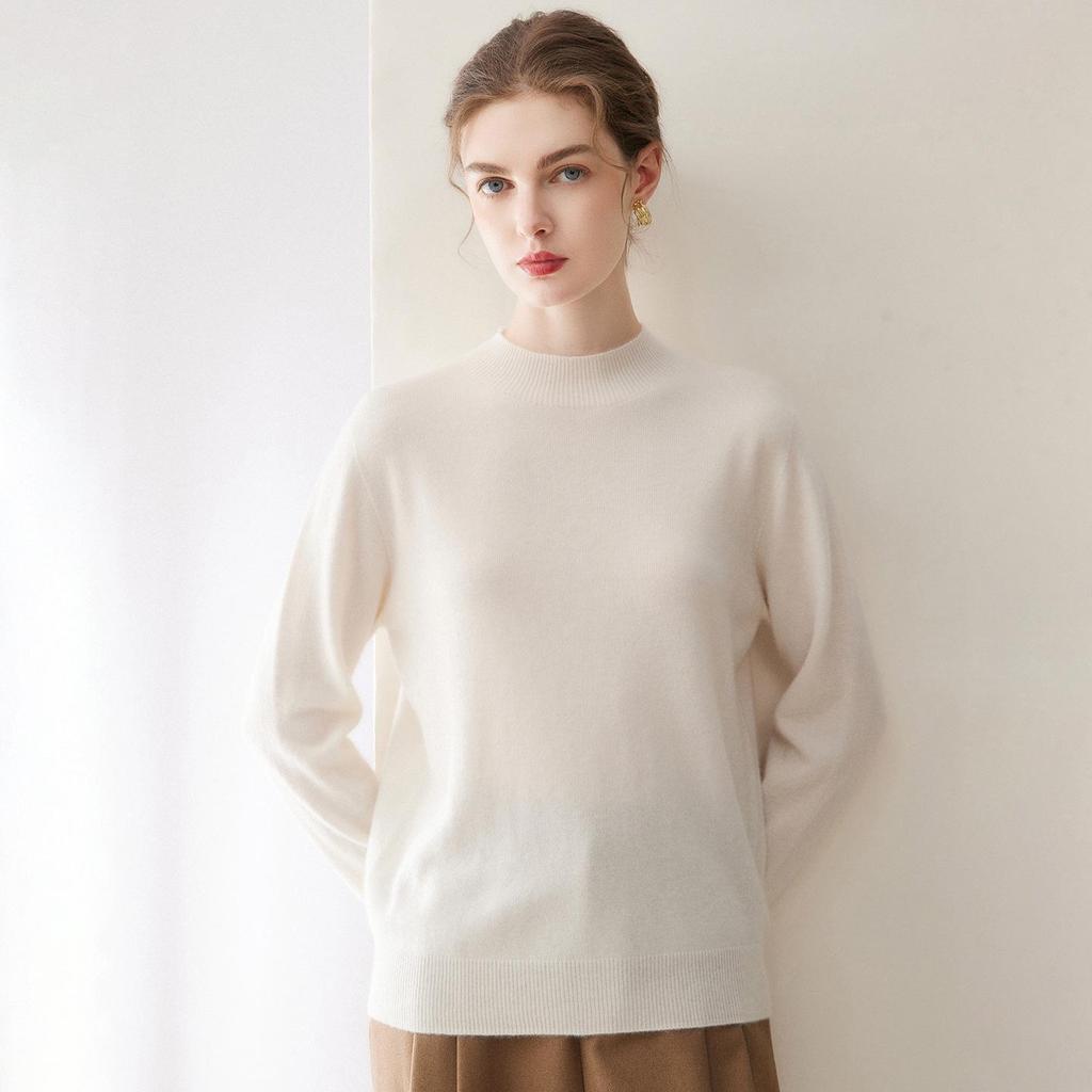 Women's Pure Cashmere Half-High Collar Pullover Knitwear