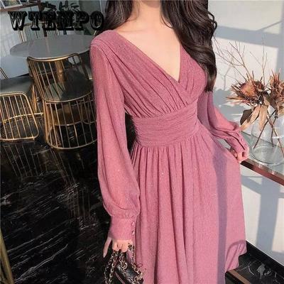Robe formelle, robe à manches longues, robe de bal féerique, robe d’invité de mariage, robes étincelantes vintage d’automne, vêtements Cottage Core