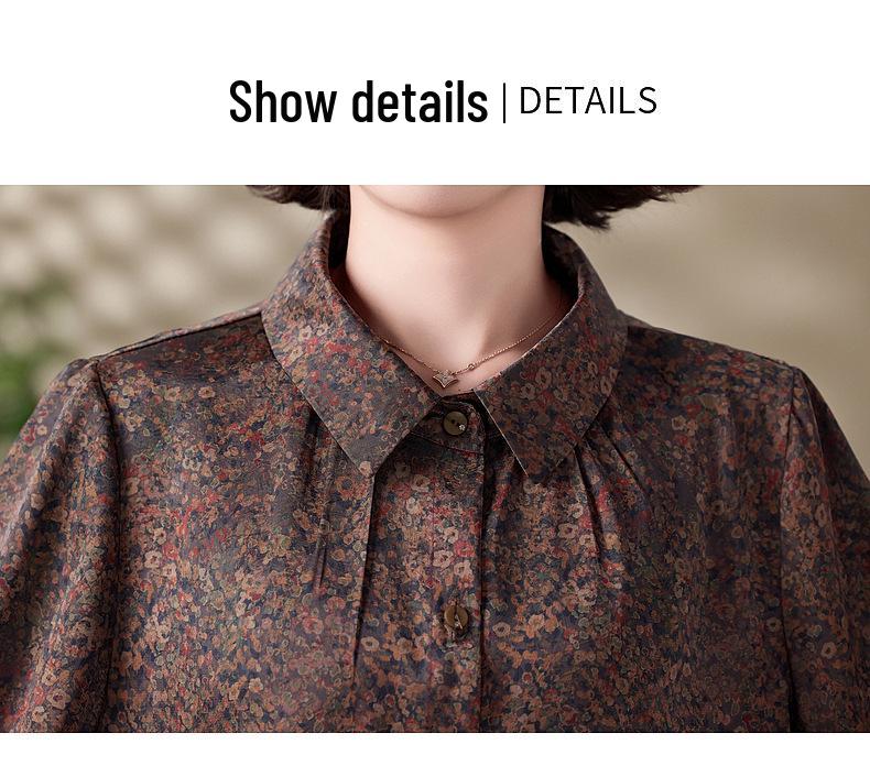 Spring/Summer Plus Size Floral Print Shirt for Middle-Aged and Elderly Women - Stylish, Versatile, Loose-Fit Mother's Wear.