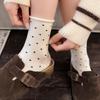 Women's Rolled Edge Polka Dot Mid-Calf Cotton Socks - Pairs Well with Birkenstock Shoes, Loose Fit, Slouchy, Casual Style