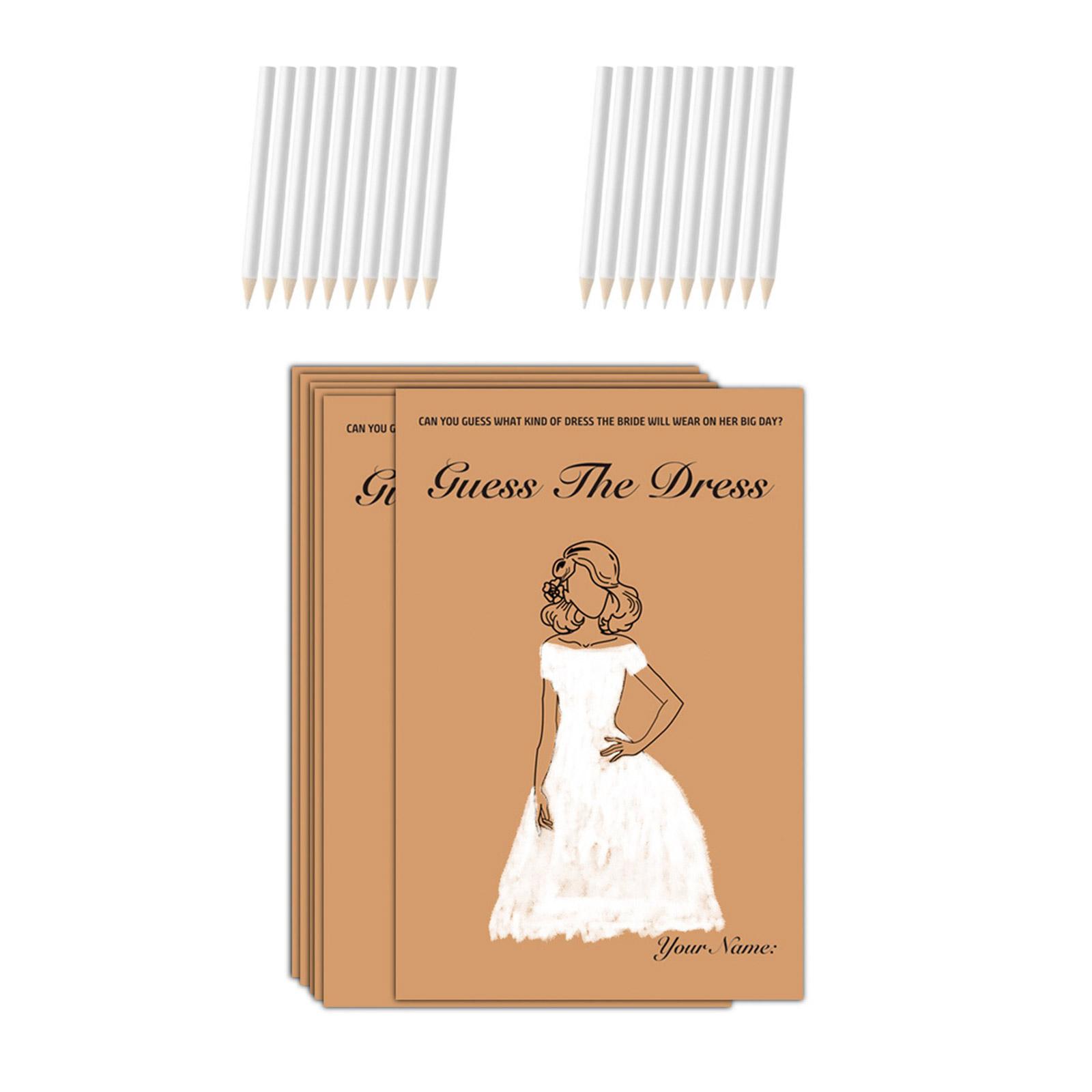 

1 набор «Угадай платье» Игры для девичника Игральные карты для девичника с карандашами Принадлежности для свадебной вечеринки для гостей