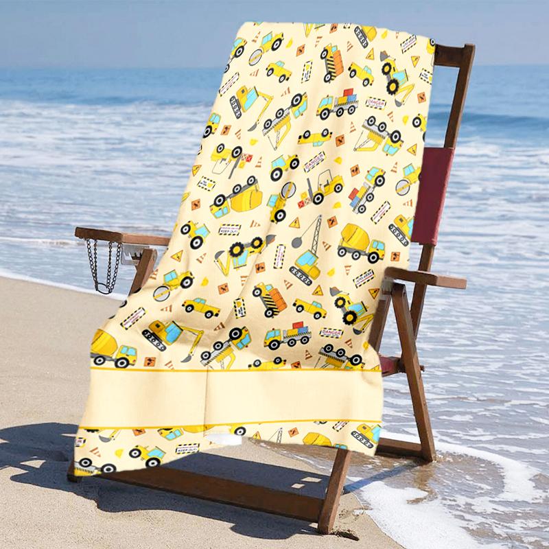 Ultra-weiches Strandtuch mit Bagger-Thema, Ideal für Pool - Camping, Tauchen - Perfekter Reisebegleiter, Lebendiges Strandtuch.