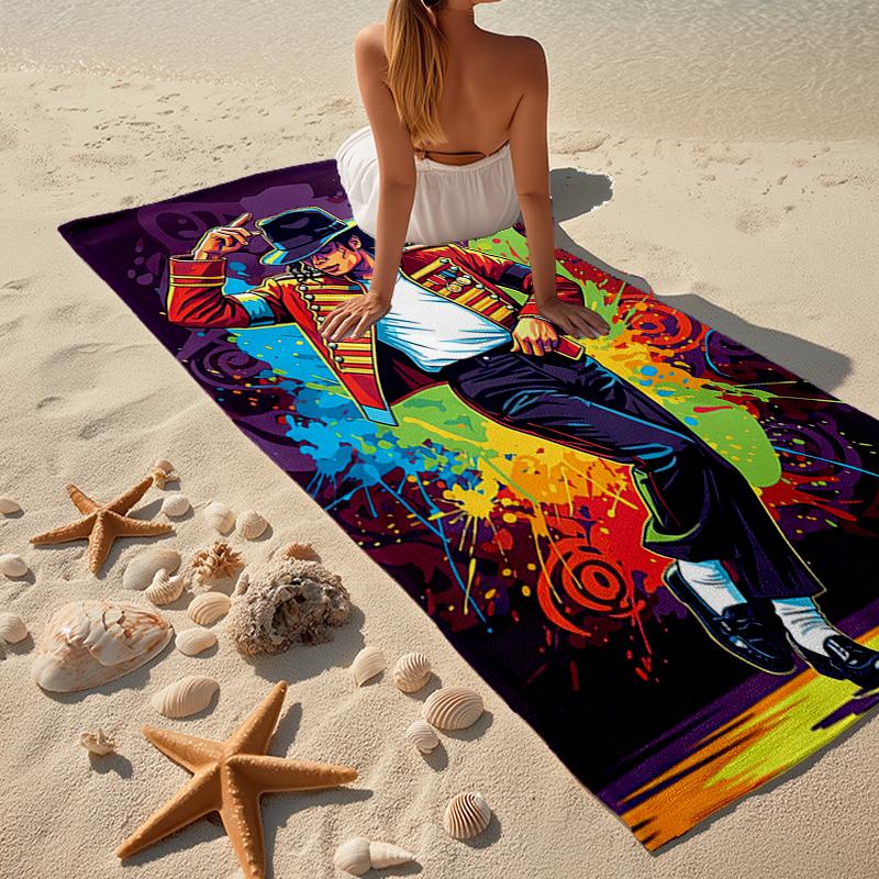 Ultra-weiches Strandtuch mit Michael Jackson Thema, Ideal für Pool - Camping, Tauchen - Perfekter Reisebegleiter, Lebendiges Strandtuch.