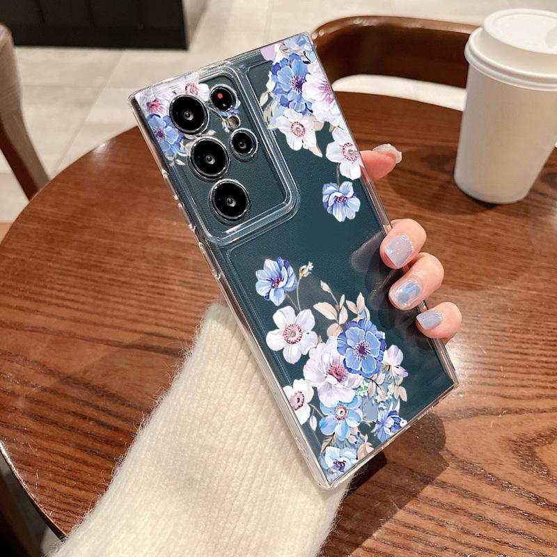 Small Flower Pattern Phone Case For Samsung Galaxy S26 S25 S24 S23 Ultra S22 Plus S24 S21 FE S25 Edge Shockproof Clear TPU Cover