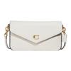 Wyn 21 Einfarbige Klappumschlag-Schnappverschluss-Leder-Schulter-Crossbody-Tasche Klein Damen Weiß