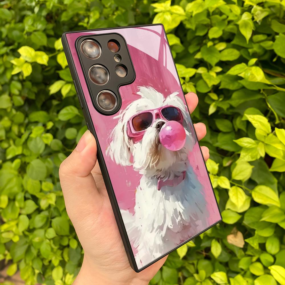 Cartoon Maltese Dog Phone Case For Samsung Galaxy S25 S24 S23 S22 S20 S21 Note20 Ultra Plus Fe Colored Silver Cover