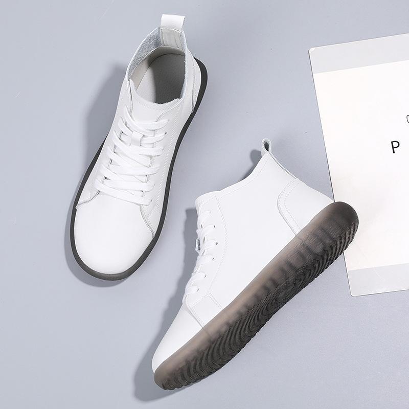 European American Lace Up Short Boots  Autumn And Winter New Solid Color Simple Flat Casual Women'S Shoes Platform Sneaker