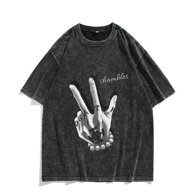 

One Piece Enel Room Magic Lightning Printed Tshirt Mens and Womens Washed Tshirt High Quality Vintage Cotton Tshirt Tops M