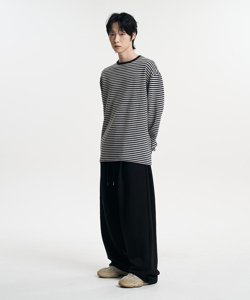 Mubeun Essential One-Pleat Wide Sweatpants Black
