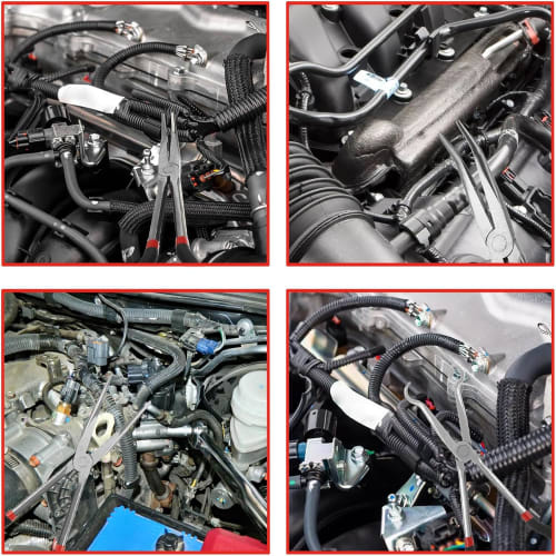 Nisorpa 5-Piece Long Nose Pliers Set, 280mm Extra Long, Nose Pliers, Mechanics Equipment, Hand Tools, Straight, 25, 45, 90, and 0 Bends