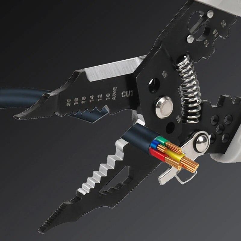 Alicate de eletricista Alicate de bico fino para fixação Parafusamento Decapagem de fios Corte de cabos Divisão de fios