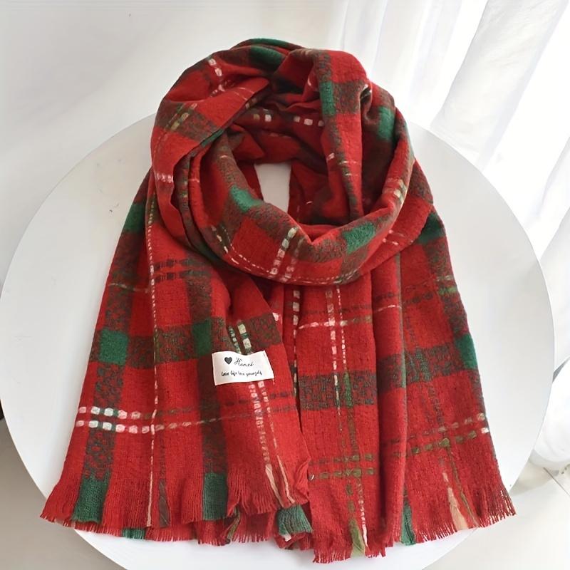 Thick and Warm Plaid Scarf, Luxurious and Fashionable Plaid Shawl for Winter, Christmas Decorative Scarf, Warm and Decorative