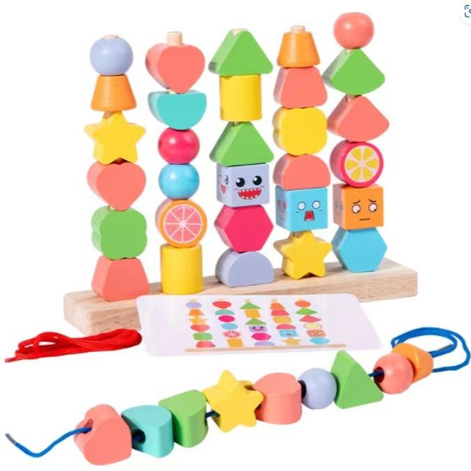 Geometric Shape Matching Building Block Column Set Sensory Integration Training Five Sets Of Columns Early Childhood Education Enlightenment Cognitive