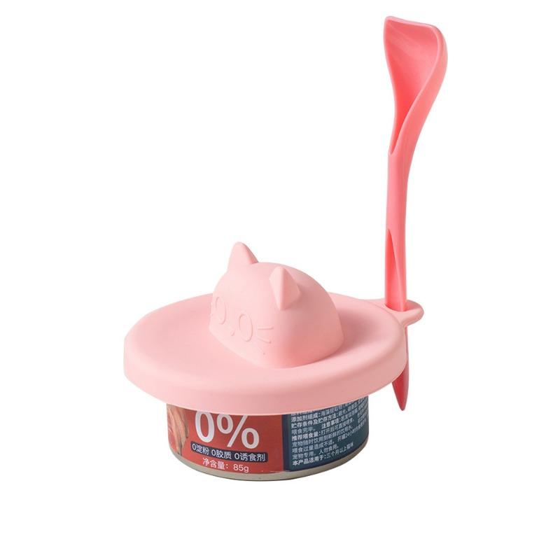 Pet Silicone Can Lid Sealing Cover With Spoon For Cat Dog