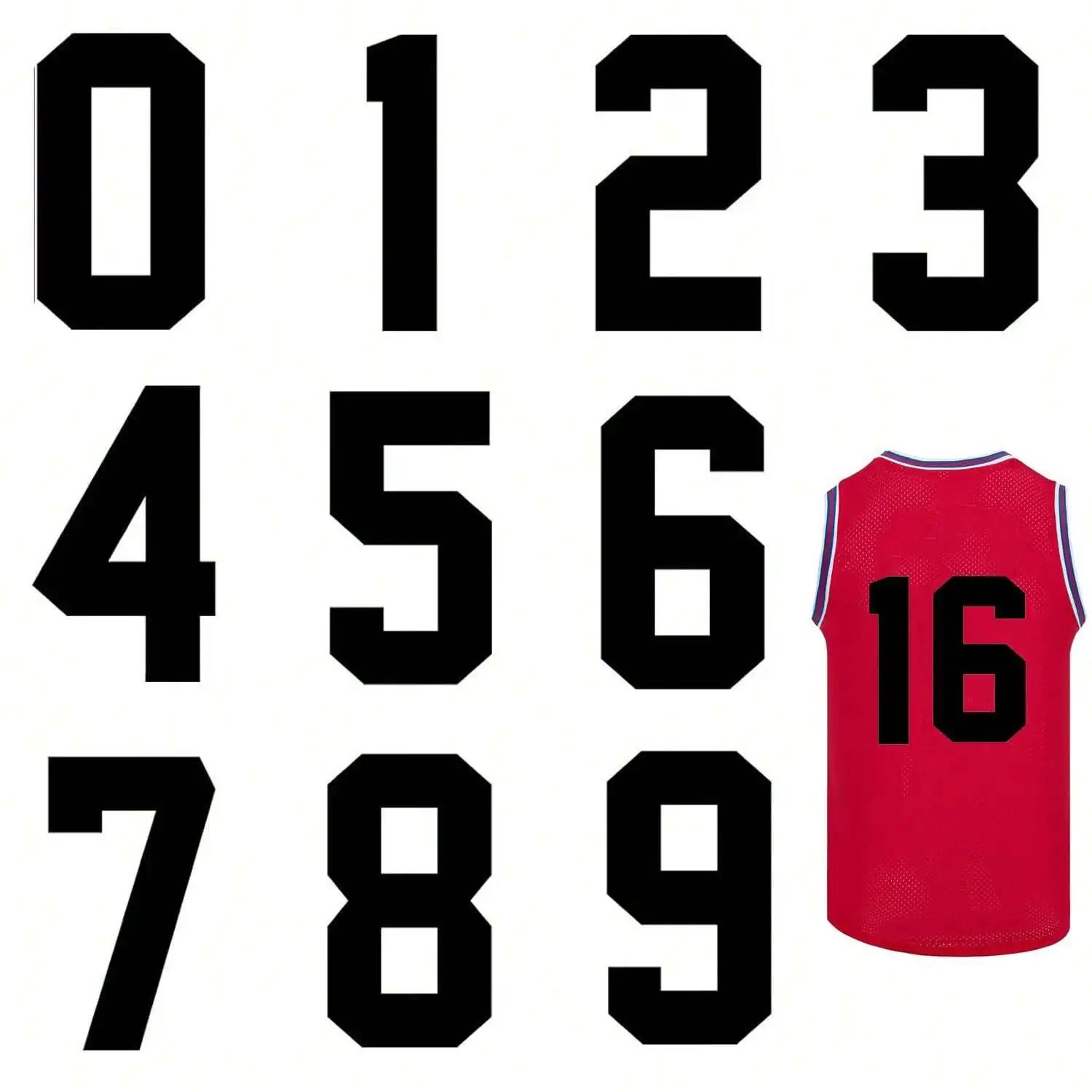 

Heat transfer numbers 0 to 9 jerseys, digital team uniforms, sports T-shirts, DIY craft clothing decoration (8 inches) 1 чёрный