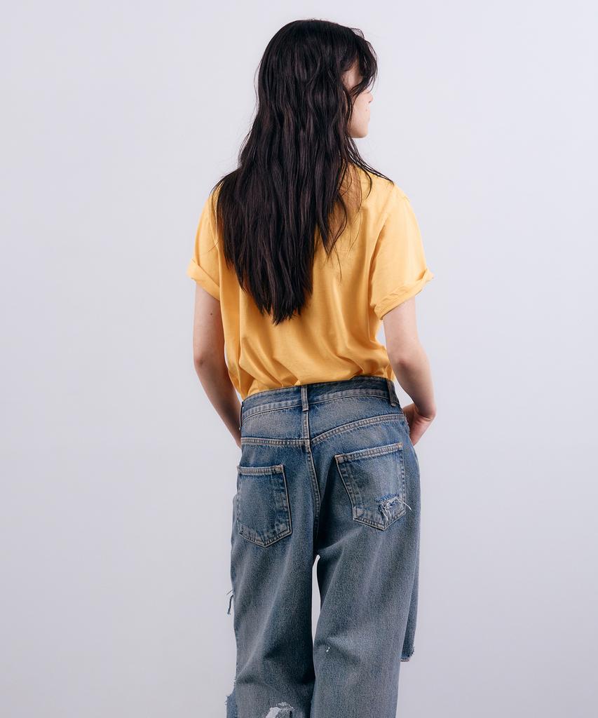 NUAKLE (W) Unit Graphic Slim Tee_Warm Yellow