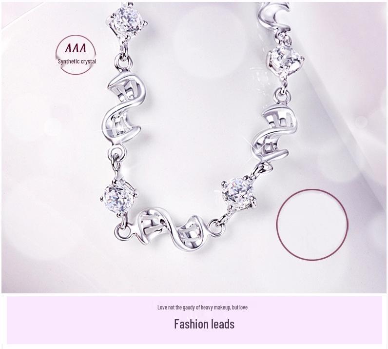 Weihua Temperament Women's Silver-Plated Amethyst Bracelet with Red Bean Charm