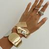 Contrasting Color Geometric Spring Buckle Opening Bracelet Female, Design Serpentine Metal Smooth Surface Winding Bracelet
