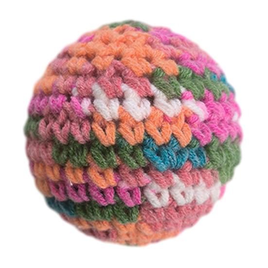 Cat Crocheted Ball Handmade Toy Ball with Colorful Cat Bell Soft Cat D